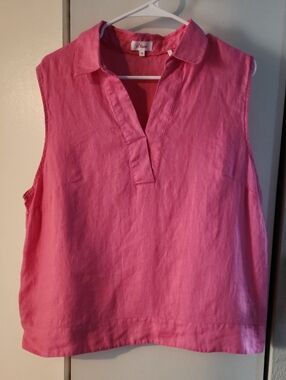 S.Oliver Bubblegum Pink Sleeveless 100% Linen Blouse